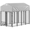 8' x 4' x 6' Outdoor Dog Kennel, Dog Kennel Outside Run with 360Â° Rotating Bowls, Waterproof & UV Resistant Cover