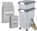 Dog Food Storage Container, 30 lbs 11 lbs Combo, Cat Food Storage Container, Dog Treat Container, Airtight, Stackable, 2-Cup Scoop, Wheels