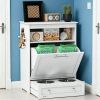 Pet Feeder Station Storage Cabinet, Dog Food Storage Container with Dog Raised Bowls