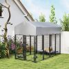 8' x 4' x 6' Outdoor Dog Kennel, Dog Kennel Outside Run with 360Â° Rotating Bowls, Waterproof & UV Resistant Cover