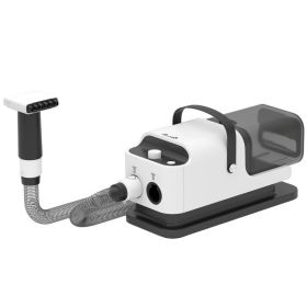 5 in 1 Dog Grooming Vacuum & Dryer w/ Clipper, 50dB Low Noise, Adjustable Speed & Temp, 1.8L Canister (Option: White-450x350x200 mm)