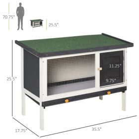 AwHut Wooden Rabbit Hutch, Bunny Cage For Small Pet W Slide-out Tray, Openable Roof (Option: Black White Green)