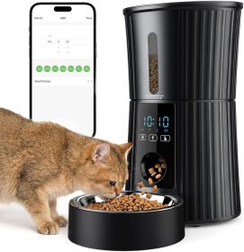 Intelligent feeder, equipped with WiFi application control function, a 4-liter capacity intelligent pet food dispenser specifically for cats and dog (Color: Black)