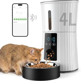 Intelligent feeder, equipped with WiFi application control function, a 4-liter capacity intelligent pet food dispenser specifically for cats and dog (Color: White)