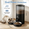 6L Automatic Cat Feeder for 2 Cats, Timed Cat Food Dispenser with 2 Stainless Bowls, 10s Voice Recorder, Dual Power Supply