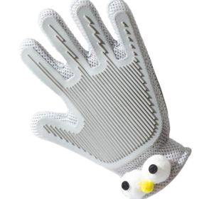 2-in-1 Pet Grooming Gloves & Brushes For Cats And Dogs High-Efficiency Hair Removal & Massage GlovesDouble-Sided Hair RemovalAnti-Scratch & Bite (Option: Gray)