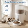 6L Automatic Cat Feeder for 2 Cats, Timed Cat Food Dispenser with 2 Stainless Bowls, 10s Voice Recorder, Dual Power Supply